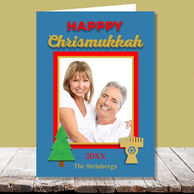 Carte de vœux Chrismukkah avec arbre et menorah  (Créateur téléchargé)