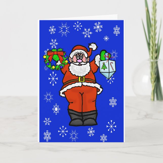 Carte de voeux Chrismukkah Père Noël Snowflakes (Devant)