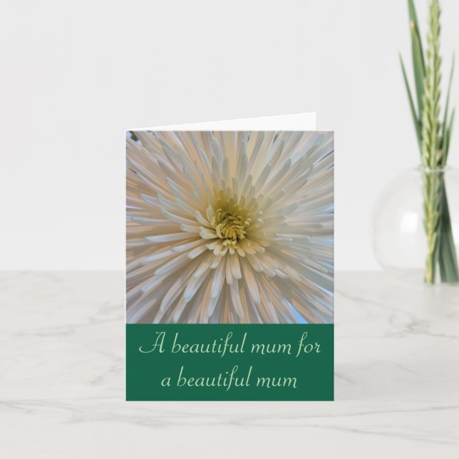 Carte de voeux Chrysanthemum blanc pour maman (Devant)