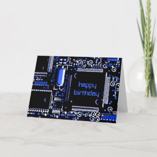 Carte de voeux Circuit Blue 2 'Happy Birthday'