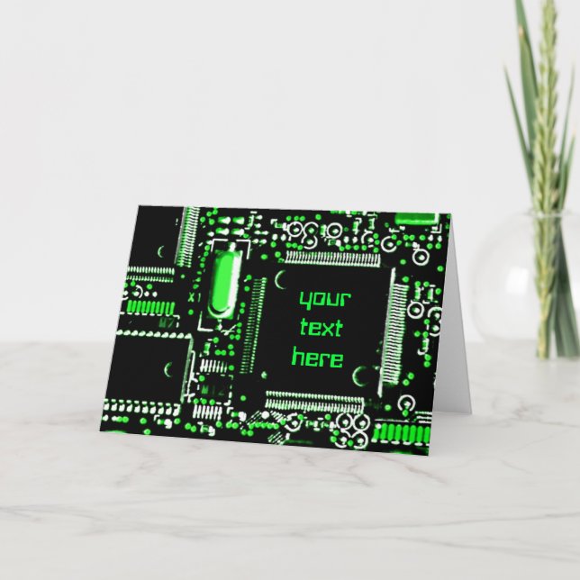 Carte de voeux Circuit Green 2 "Your Text" (Devant)