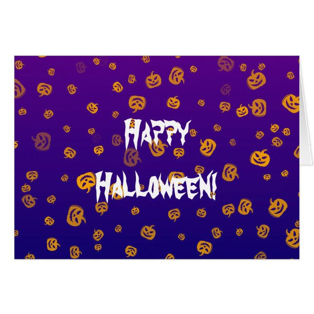 Carte de voeux Citrouille Halloween Jack (Devant horizontal)