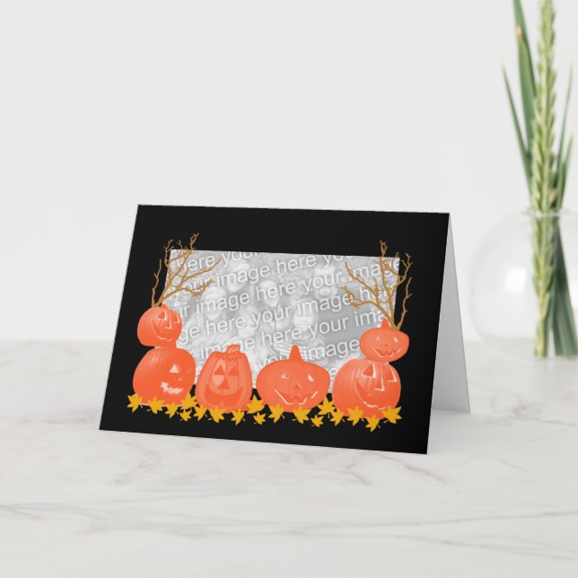 Carte de voeux citrouille Patch Photo (Devant)