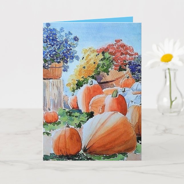 Carte de vœux citrouilles et chrysanthèmes, Art d' (Petite plante)
