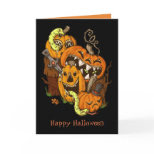 Carte de voeux Citrouilles et serpents Halloween