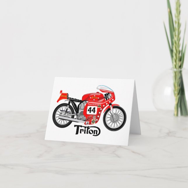 Carte de voeux classique Triton moto. (Devant)