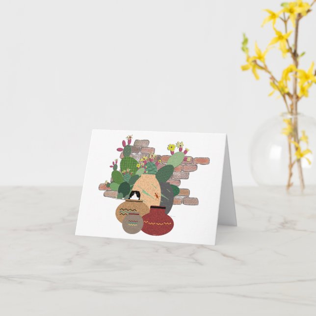 Carte de voeux Clay Pots (Fleur jaune)