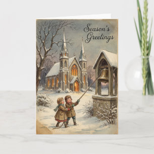 Carte de vœux cloches d'église de Noël