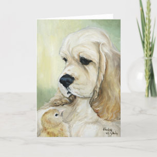 Carte de voeux "Cocker Spaniel & Chick" Chien Art