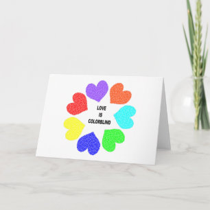 Carte de vœux Cœurs arc-en-ciel d'amour interracia