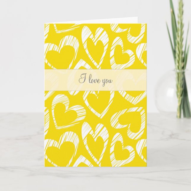 Carte de voeux Coeurs jaunes (Devant)