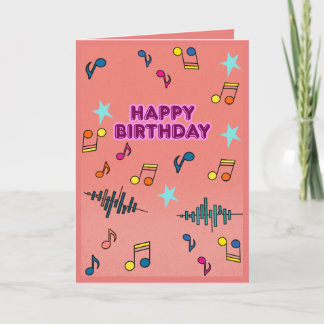 Carte de vœux colorée musicale pour anniversaire