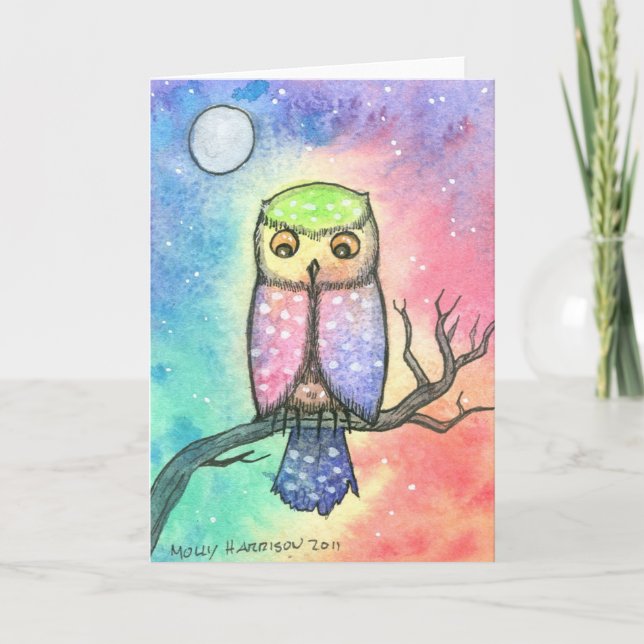 Carte de voeux colorée pour la Chouette (Devant)