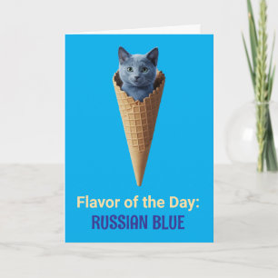 Carte de vœux cône de chat russe bleu mignon