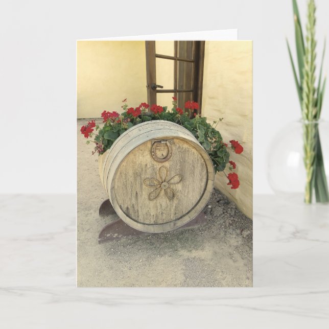 Carte de voeux cool en barrique de vin ! (Devant)