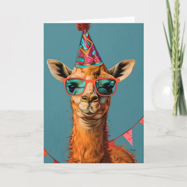 Carte de voeux cool Party Llama (Devant)