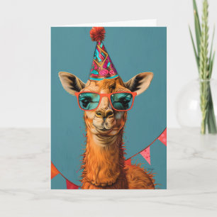 Carte de voeux cool Party Llama