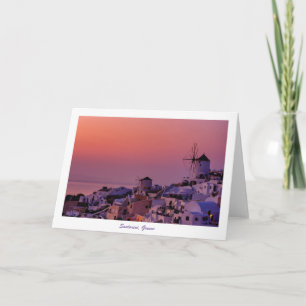 Carte de voeux - coucher du soleil de Santorini,