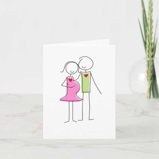 Carte de voeux Couple, bleu et vert (Devant)