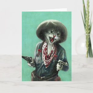 Carte de vœux Cowgirl Vintage Chatons