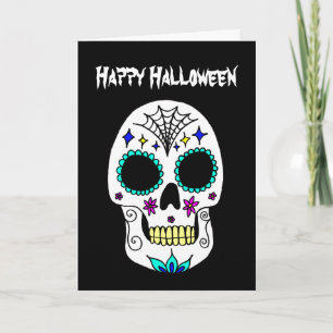 Carte de vœux crâne en sucre Halloween