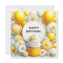 carte de vœux cupcake et ballons d'anniversaire