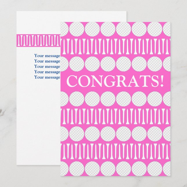 Carte de voeux Customisée de Bright Pink Golfer (Devant / Derrière)
