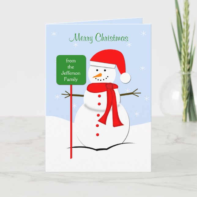 Carte de voeux customisée de Noël de bonhomme de (Devant)