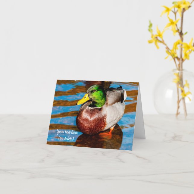 Carte de voeux Cute Little Mallard Duck (Fleur jaune)