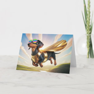Carte de voeux Dachshund Superhero