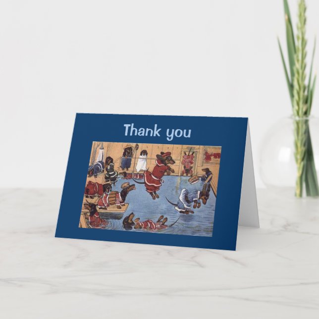 Carte de voeux Dachshund Vintage Merci (Devant)