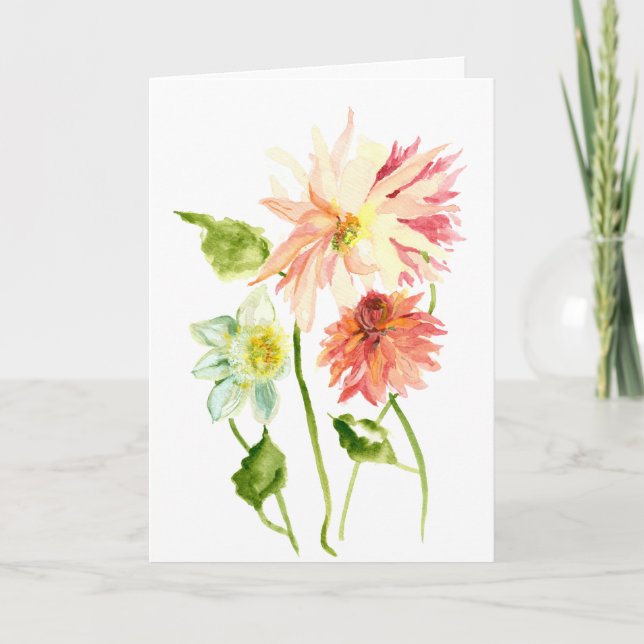 Carte de voeux Dahlia Watercolor - Texte personnal (Devant)