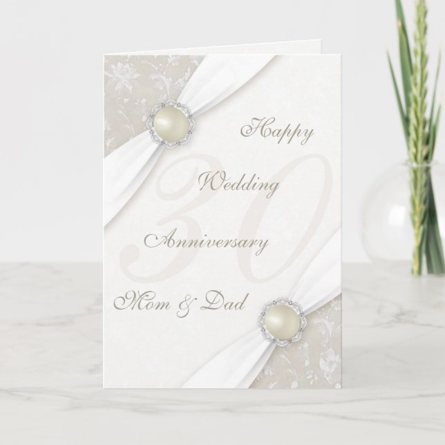 Carte de voeux Damask 30th Mariage Anniversary (Devant)