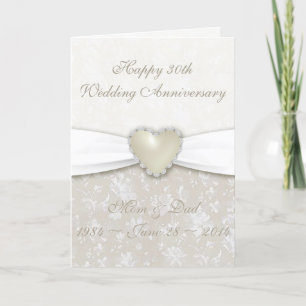Carte de voeux Damask 30th Mariage Anniversary