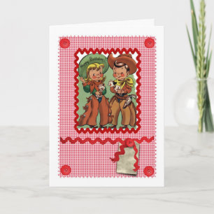 CARTE DE VOEUX D'AMIS MIGNONS de COWBOY des années