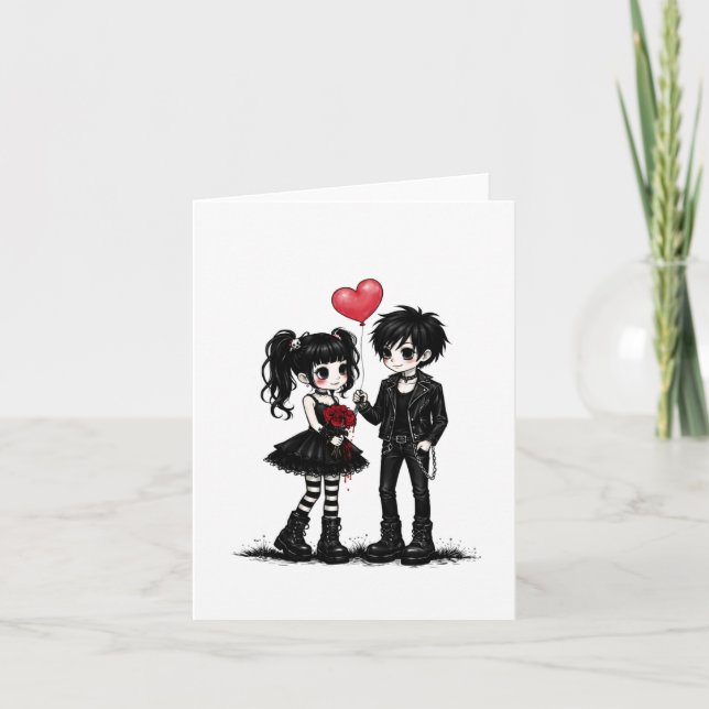 Carte de vœux d'amour gothique mignonne | Romance  (Devant)