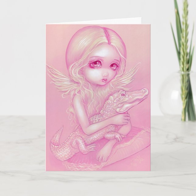 Carte de voeux "d'ange d'alligator albinos" (Devant)