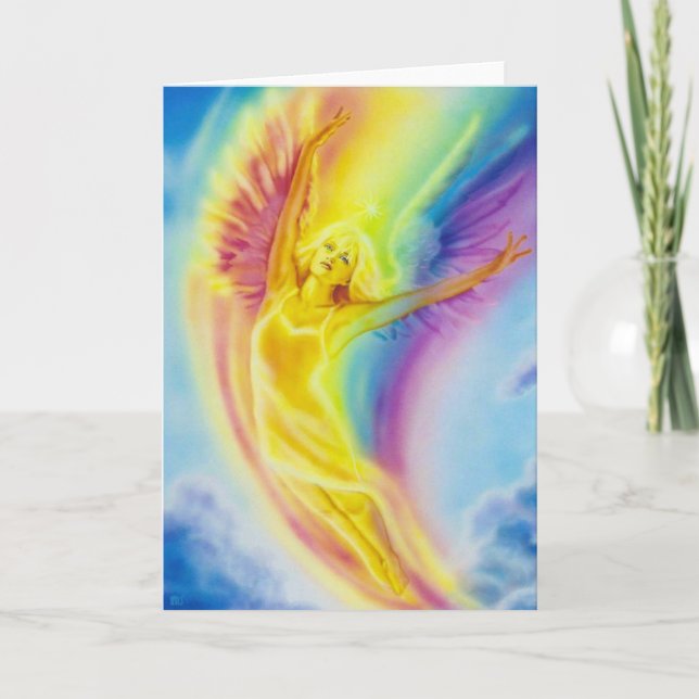 Carte de voeux d'ange d'arc-en-ciel (Devant)