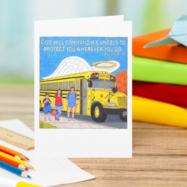 Carte de voeux d'ange d'autobus (Créateur téléchargé)