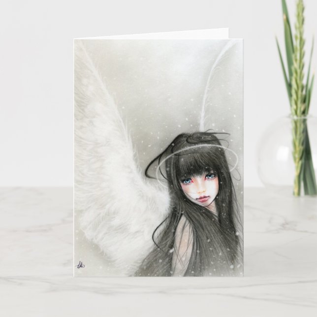 Carte de voeux d'ange de neige (Devant)