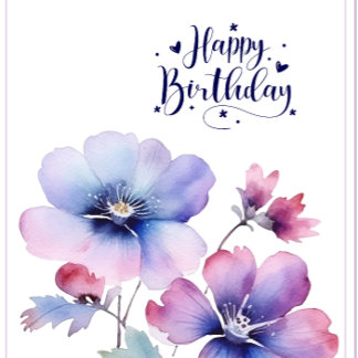 Carte de vœux d'anniversaire à motif d'aquarelle d