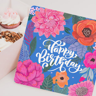Carte de vœux d'anniversaire à motif floral lumine
