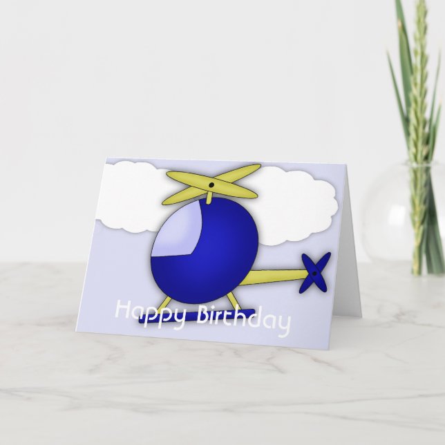 Carte de voeux d'anniversaire à thème Happy Helico (Devant)