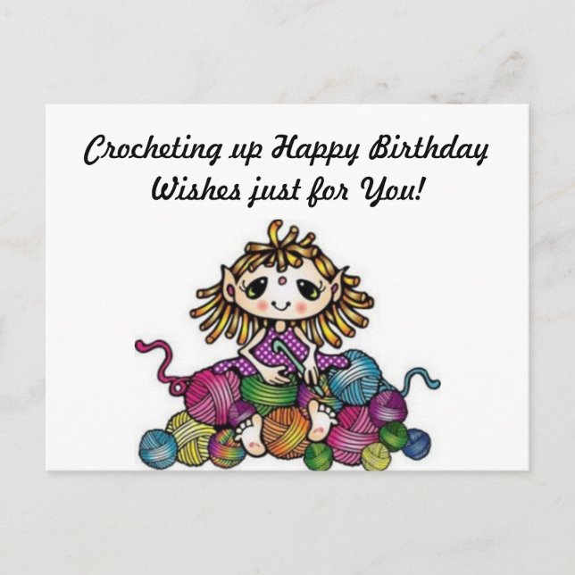 Carte de vœux d'anniversaire au crochet (Devant)