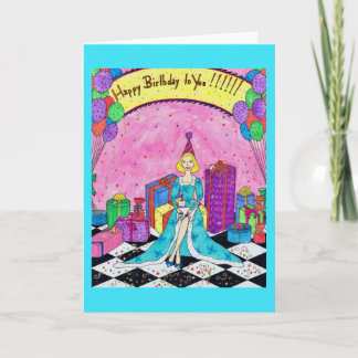 Carte de voeux d'anniversaire avec la femme,