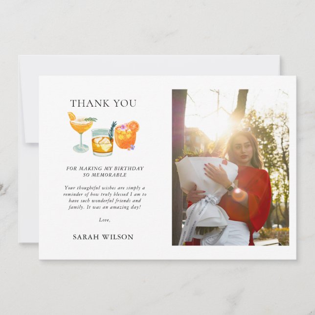 Carte de vœux d'anniversaire avec photo de cocktai (Devant)