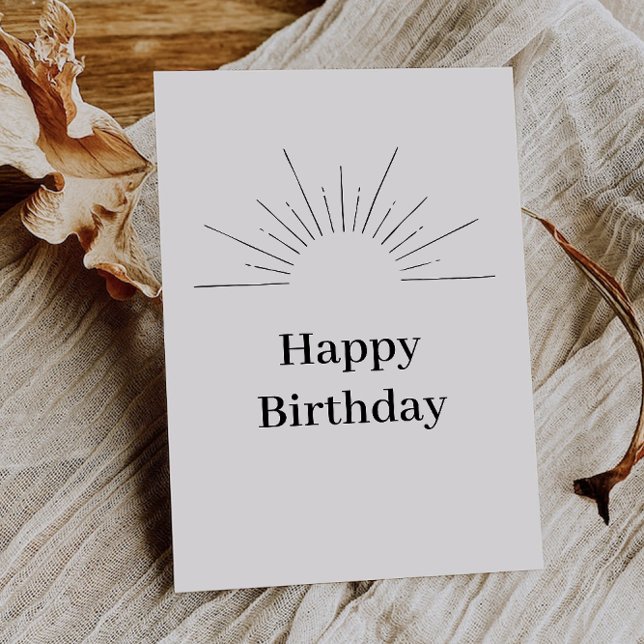 Carte de vœux d'anniversaire avec soleil heureux (Happy birthday Sun mustard greetings card)