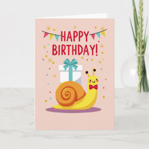 Carte de vœux d'anniversaire avec un escargot mign