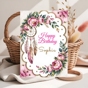Carte de vœux d'anniversaire Boho Dream