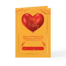 Carte de vœux d'anniversaire Carte orange cœur